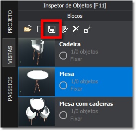 Salvar coleção de blocos
